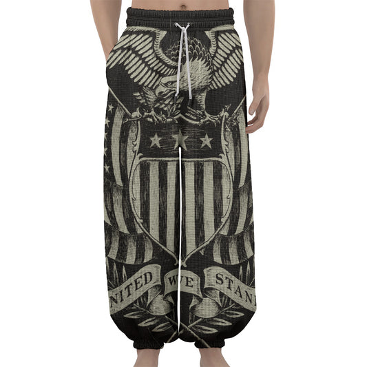 United We Stand American Flag Print Lantern Pants