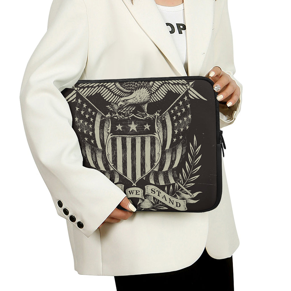 United We Stand American Flag Print Laptop Sleeve