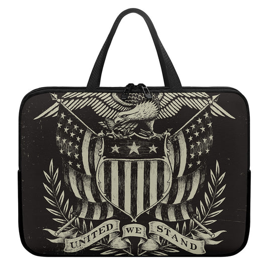 United We Stand American Flag Print Laptop Sleeve With Handle