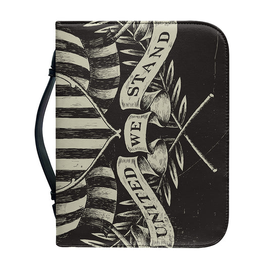 United We Stand American Flag Print Leather Bible Cover