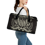 United We Stand American Flag Print Leather Duffle Bag