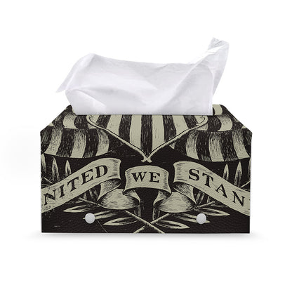 United We Stand American Flag Print Leather Tissue Box Cover