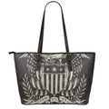 United We Stand American Flag Print Leather Tote Bag With Zipper