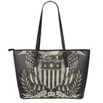 United We Stand American Flag Print Leather Tote Bag