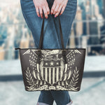 United We Stand American Flag Print Leather Tote Bag