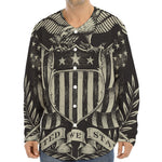 United We Stand American Flag Print Long Sleeve Baseball Jersey