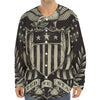 United We Stand American Flag Print Long Sleeve Baseball Jersey