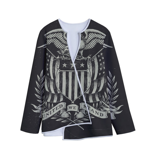United We Stand American Flag Print Long Sleeve Short Coat