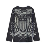 United We Stand American Flag Print Long Sleeve Short Coat