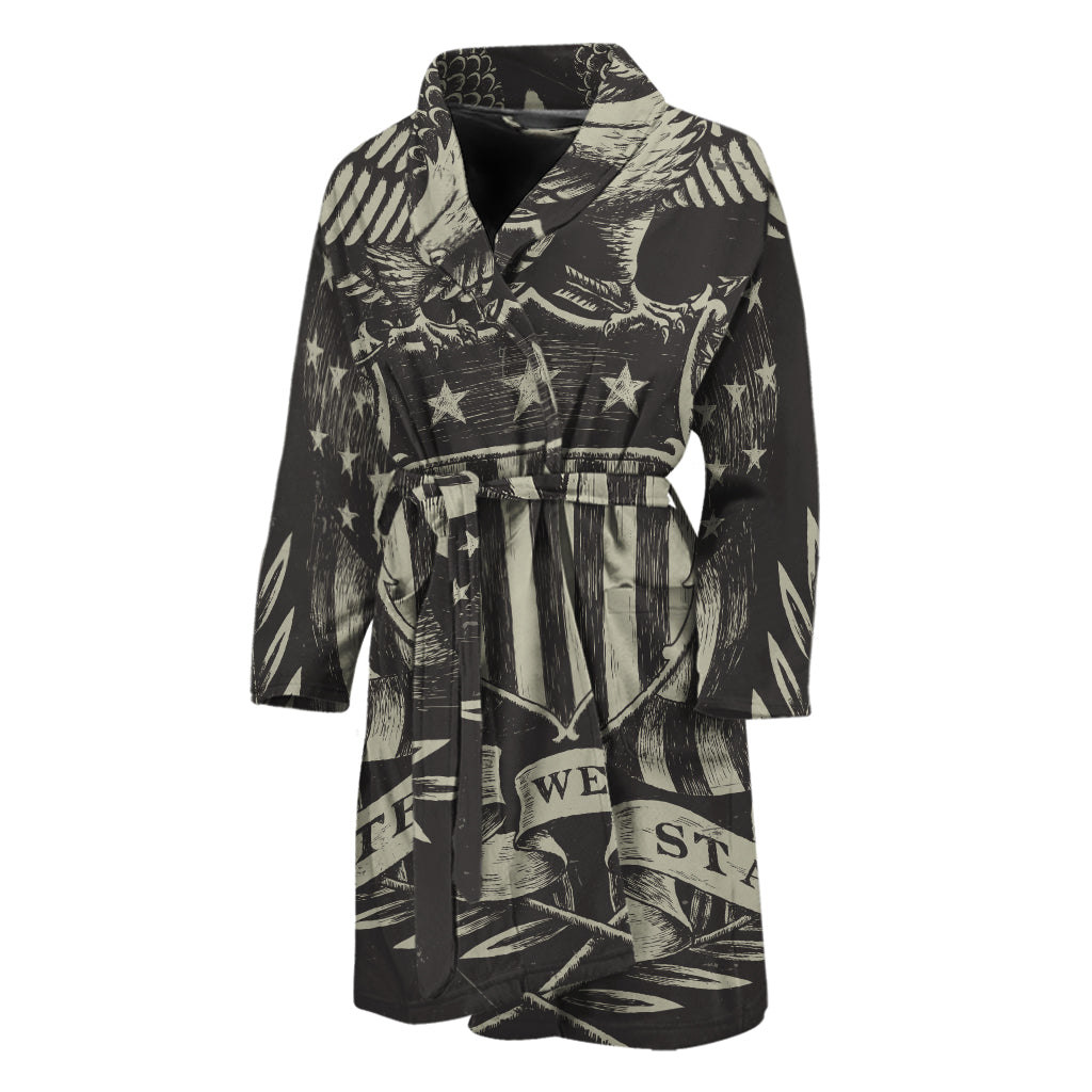 United We Stand American Flag Print Men's Bathrobe