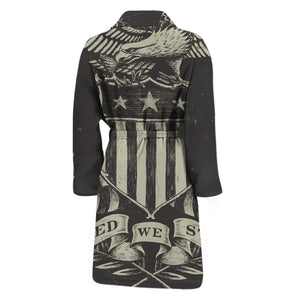 United We Stand American Flag Print Men's Bathrobe