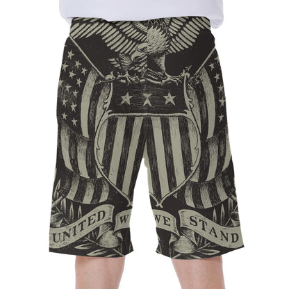 United We Stand American Flag Print Men's Beach Shorts