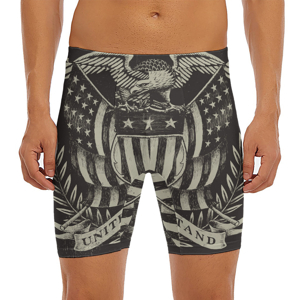 United We Stand American Flag Print Men's Long Boxer Briefs