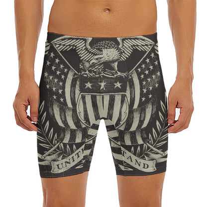 United We Stand American Flag Print Men's Long Boxer Briefs