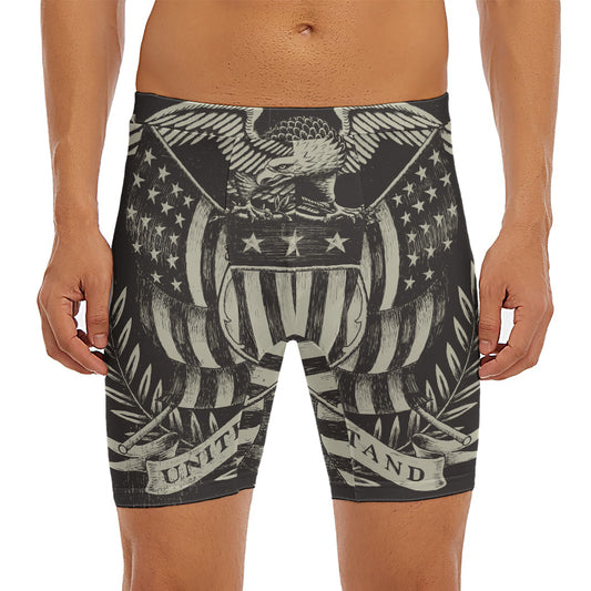 United We Stand American Flag Print Men's Long Boxer Briefs