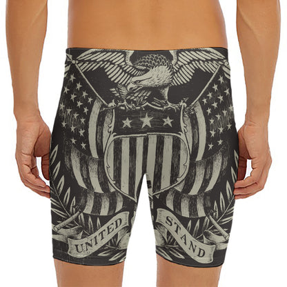 United We Stand American Flag Print Men's Long Boxer Briefs