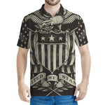 United We Stand American Flag Print Men's Polo Shirt