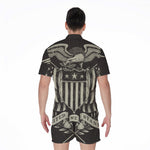 United We Stand American Flag Print Men's Rompers