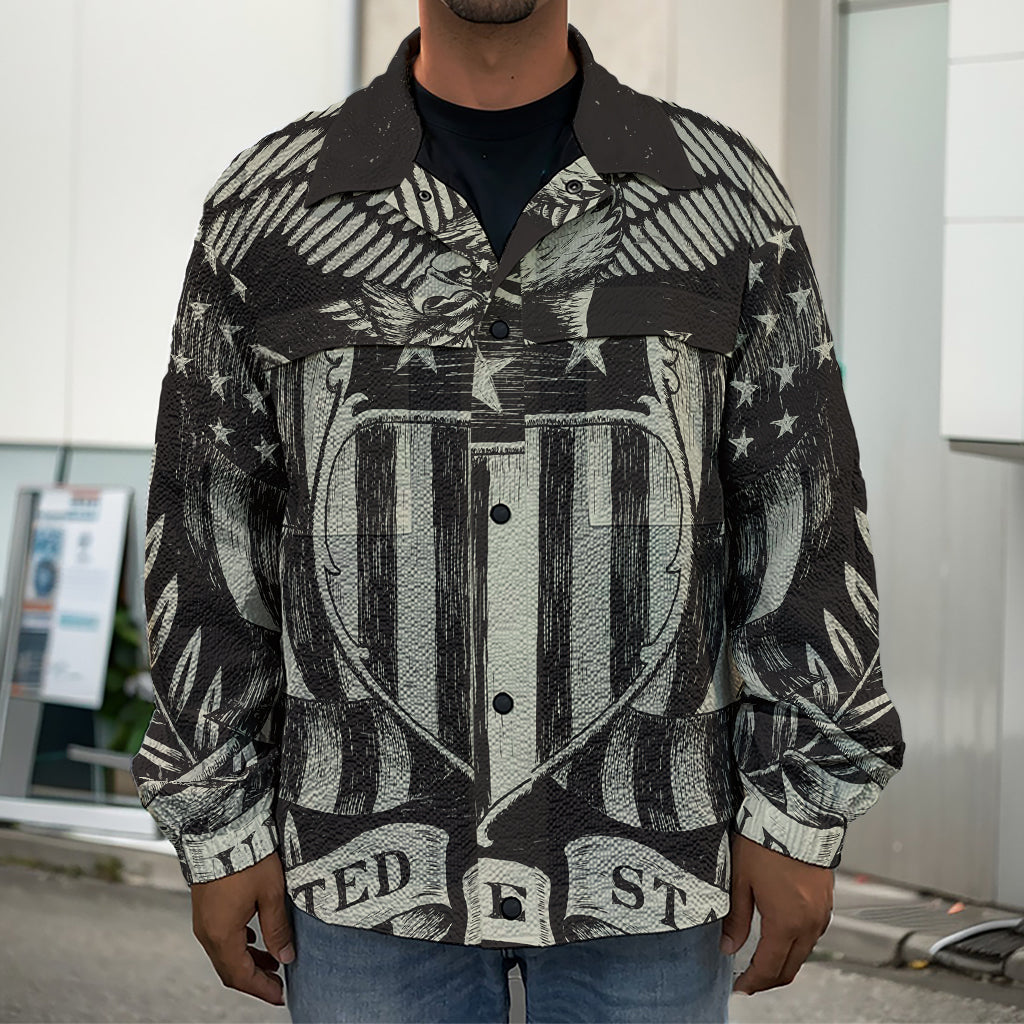 United We Stand American Flag Print Men's Shirt Jacket