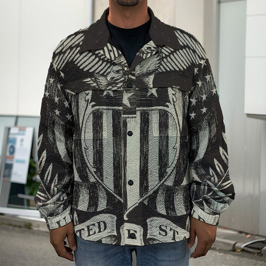 United We Stand American Flag Print Men's Shirt Jacket
