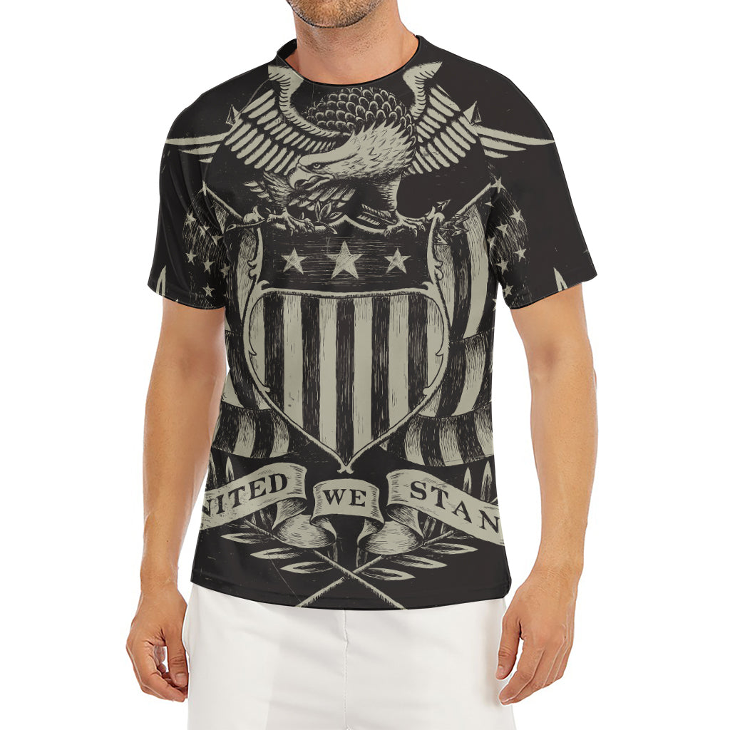 United We Stand American Flag Print Men's Short Sleeve Rash Guard