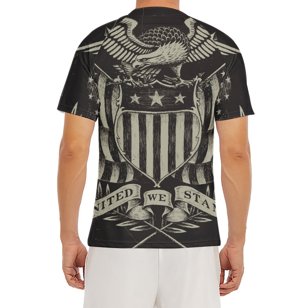 United We Stand American Flag Print Men's Short Sleeve Rash Guard