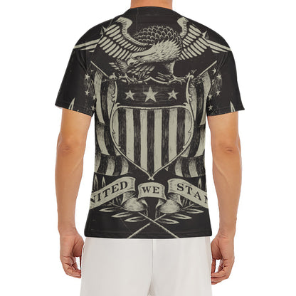 United We Stand American Flag Print Men's Short Sleeve Rash Guard