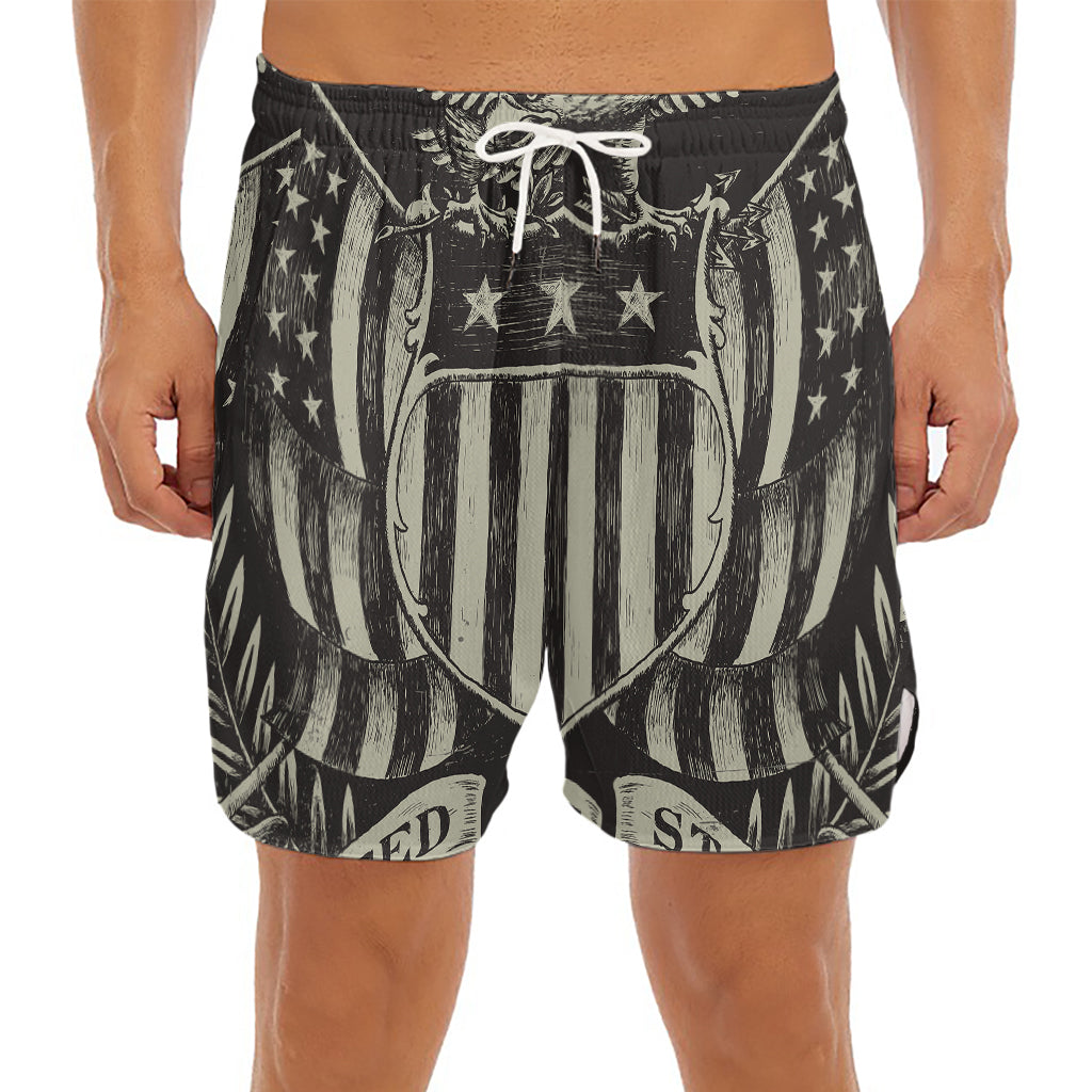 United We Stand American Flag Print Men's Split Running Shorts