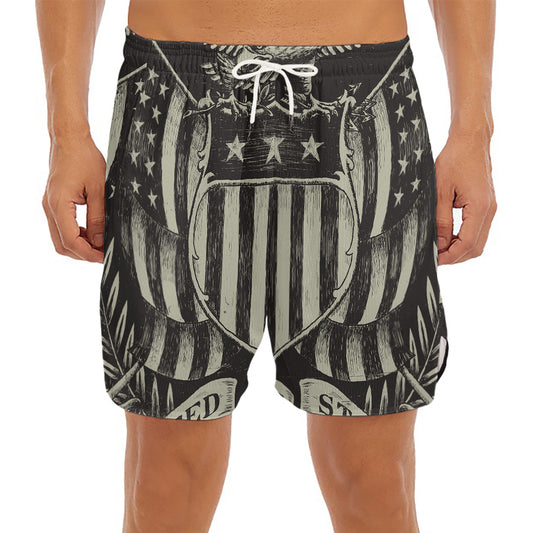 United We Stand American Flag Print Men's Split Running Shorts