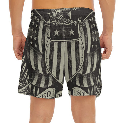 United We Stand American Flag Print Men's Split Running Shorts