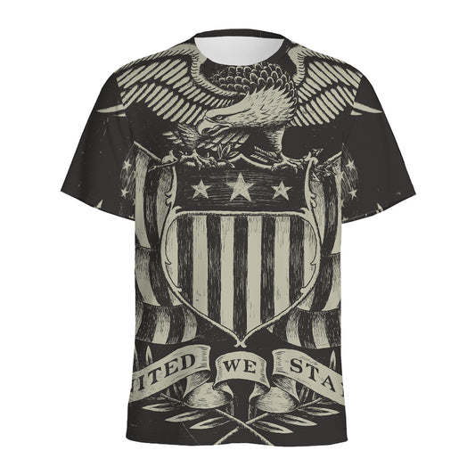 United We Stand American Flag Print Men's Sports T-Shirt