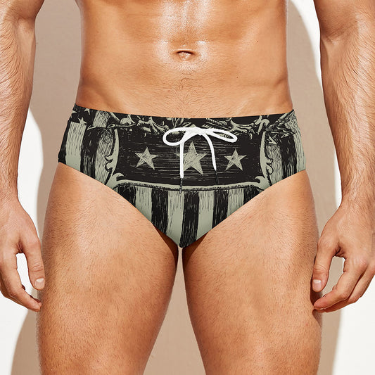 United We Stand American Flag Print Men's Swim Briefs