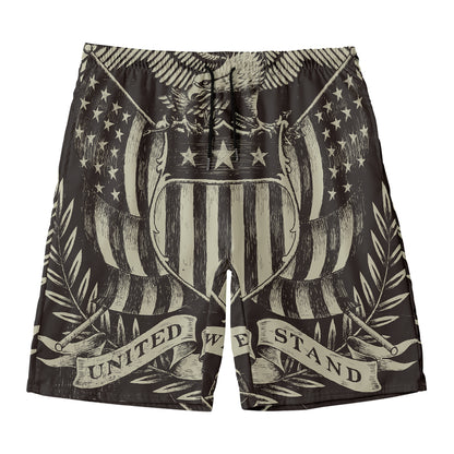 United We Stand American Flag Print Men's Swim Trunks