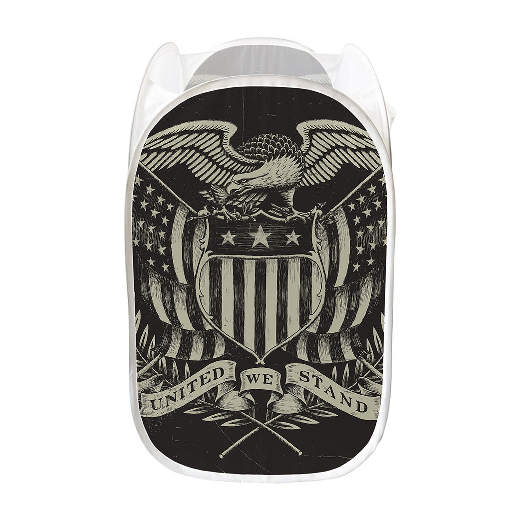United We Stand American Flag Print Mesh Laundry Hamper
