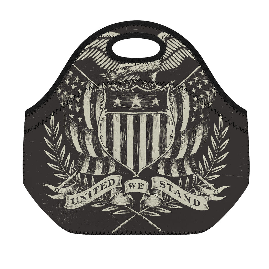 United We Stand American Flag Print Neoprene Lunch Bag