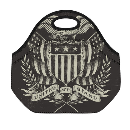 United We Stand American Flag Print Neoprene Lunch Bag