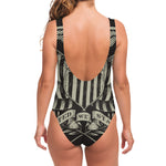 United We Stand American Flag Print One Piece Swimsuit