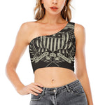 United We Stand American Flag Print One Shoulder Crop Top