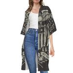 United We Stand American Flag Print Open Front Beach Cover Up