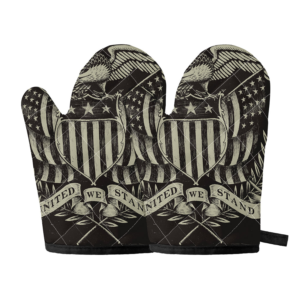 United We Stand American Flag Print Oven Mitts
