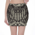 United We Stand American Flag Print Pencil Mini Skirt
