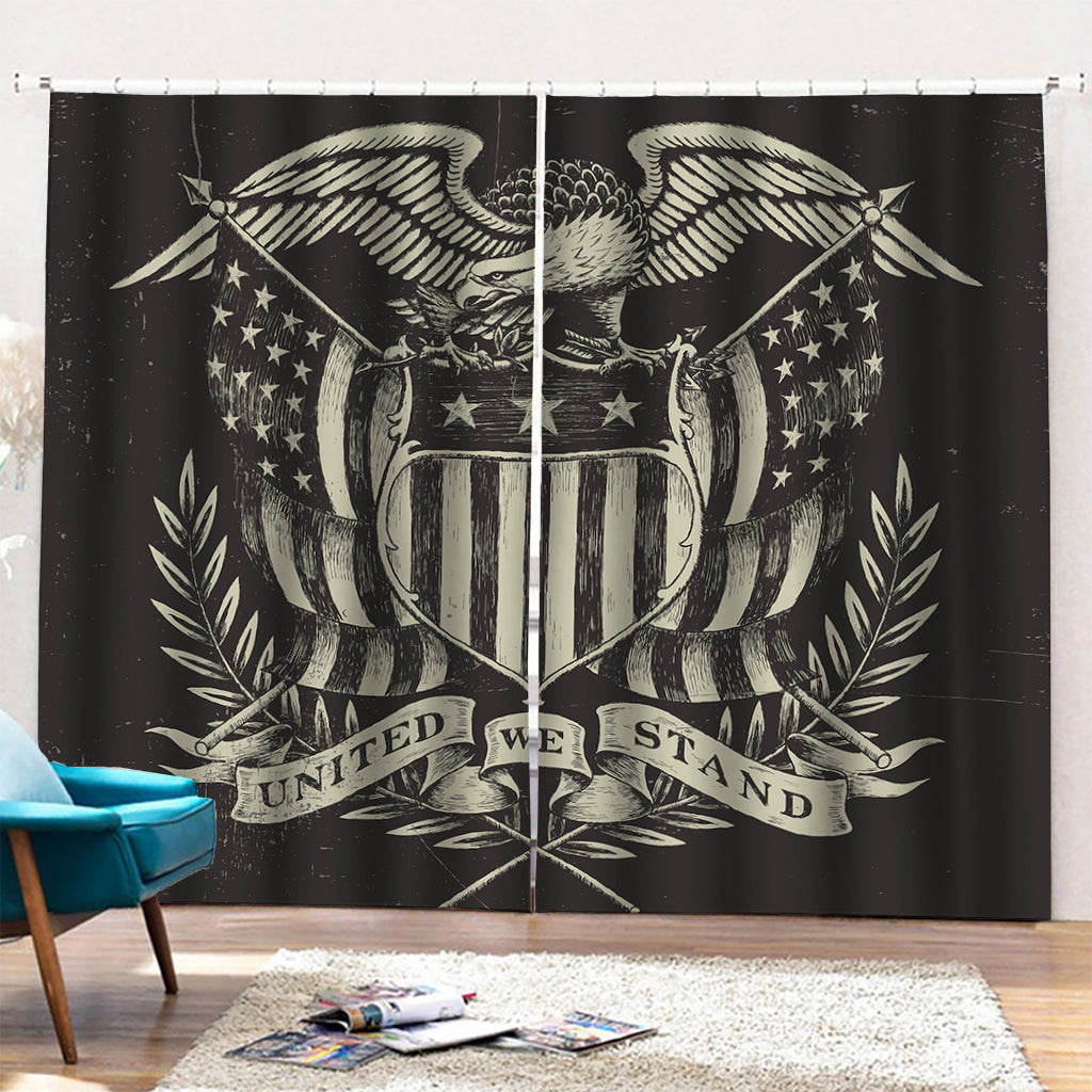 United We Stand American Flag Print Pencil Pleat Curtains