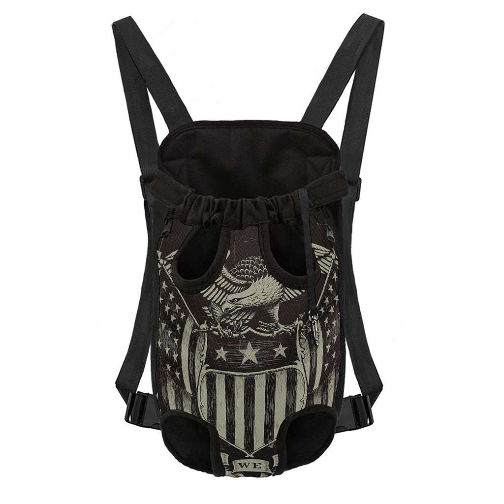 United We Stand American Flag Print Pet Carrier Backpack