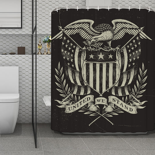 United We Stand American Flag Print Polyester Shower Curtain