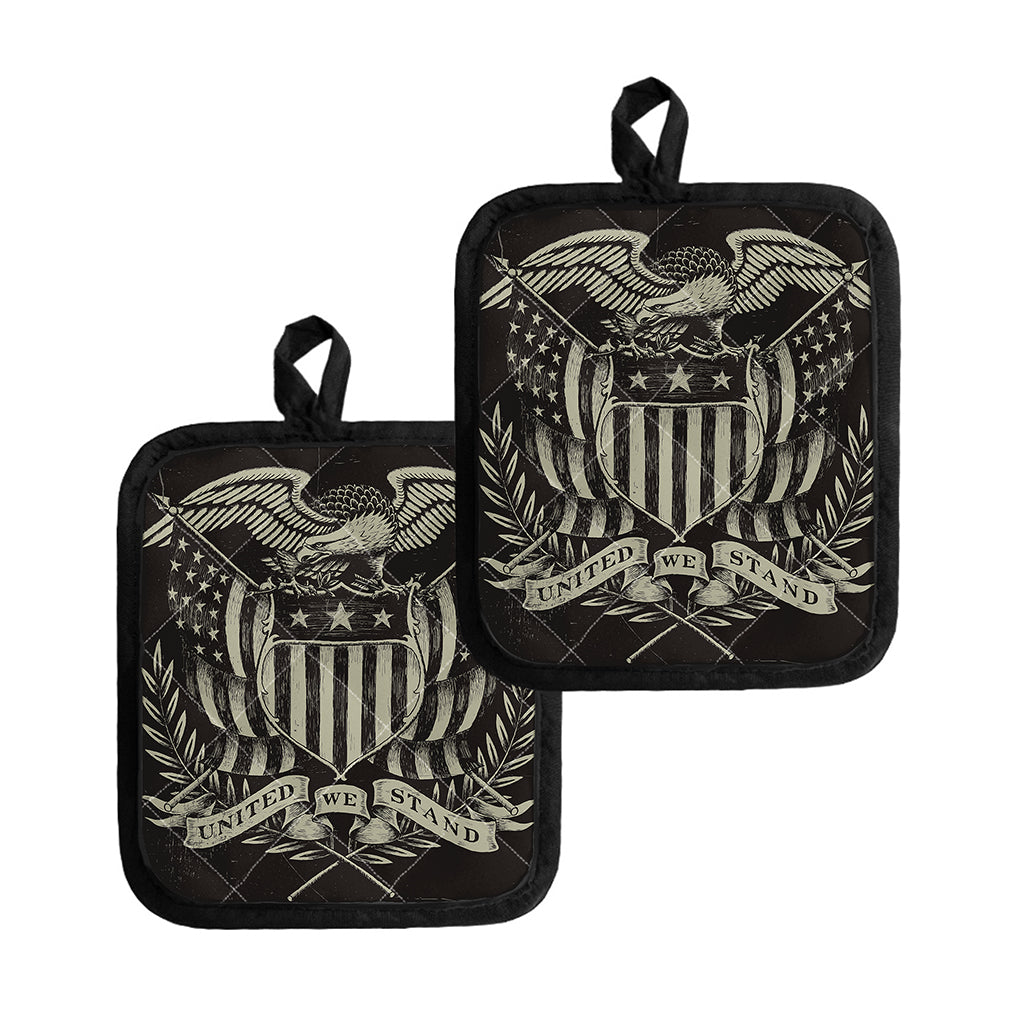 United We Stand American Flag Print Pot Holders