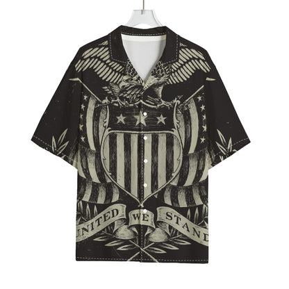 United We Stand American Flag Print Rayon Hawaiian Shirt