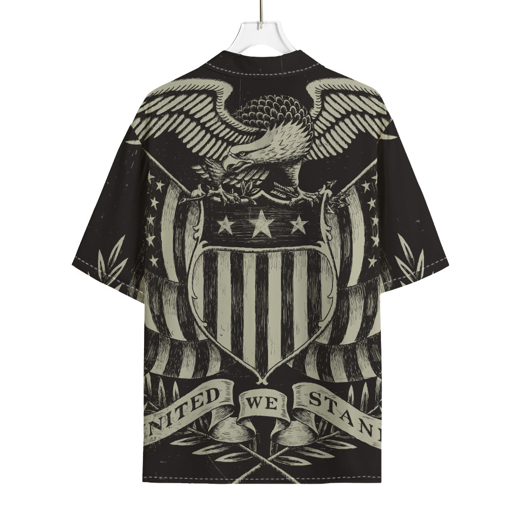 United We Stand American Flag Print Rayon Hawaiian Shirt