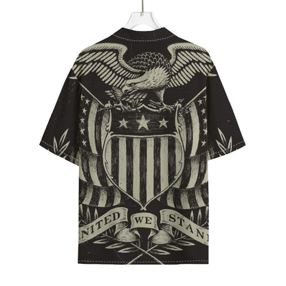 United We Stand American Flag Print Rayon Hawaiian Shirt