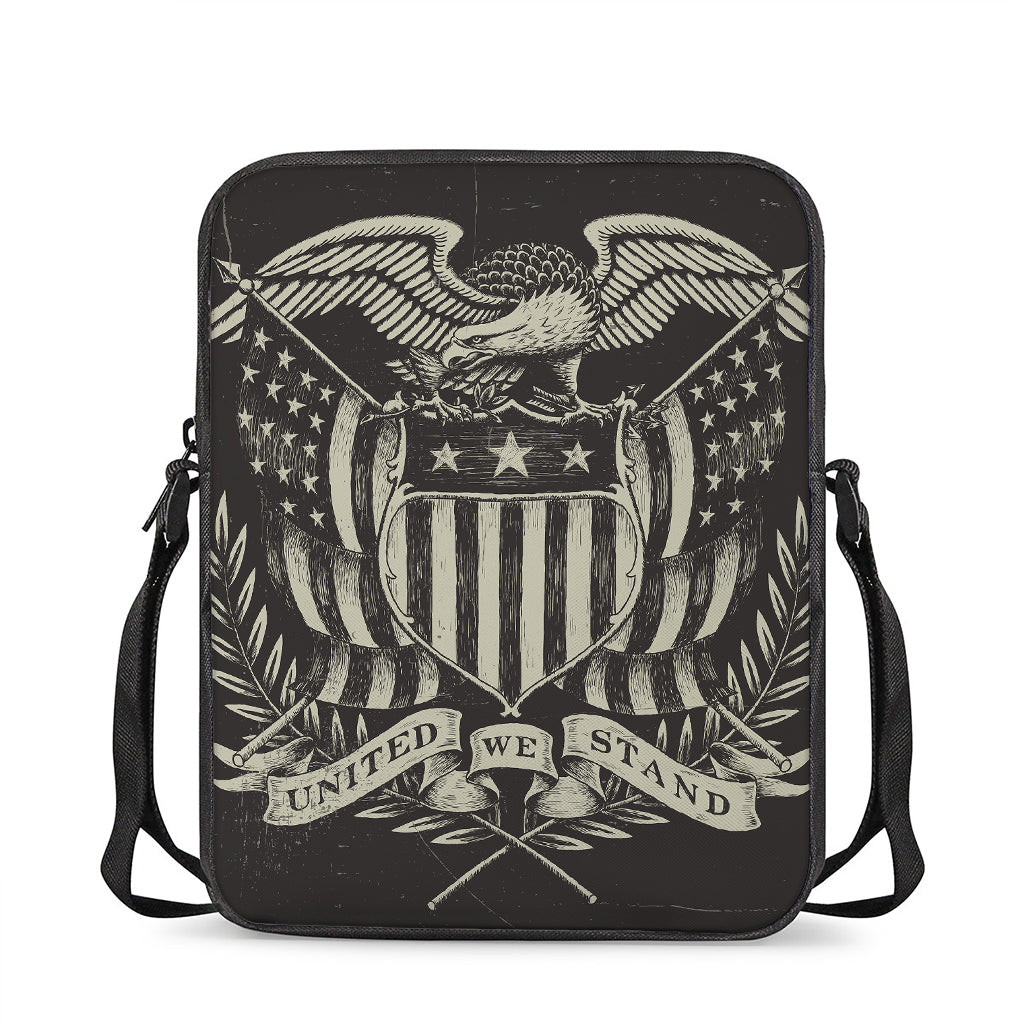 United We Stand American Flag Print Rectangular Crossbody Bag