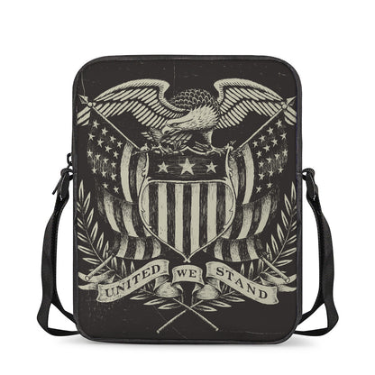 United We Stand American Flag Print Rectangular Crossbody Bag